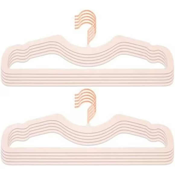 5 Higher Hangers Space Saving Short Neck Nonslip Velvet Hangers Bundle Soft Pink - Picture 1 of 9